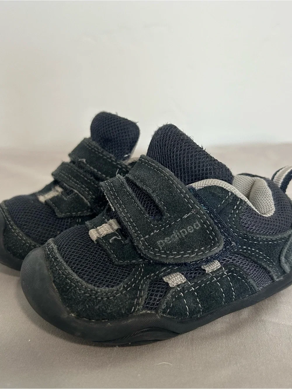 pediped Black and Gray Velcro baby Sneakers